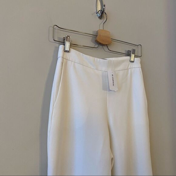 Nwt-le Château High Rise Wide Leg Ivory Trousers (Size:0) - Picture 4 of 11